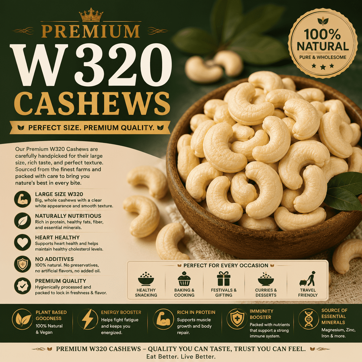 Premium W320 Cashews